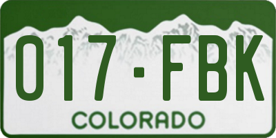 CO license plate 017FBK