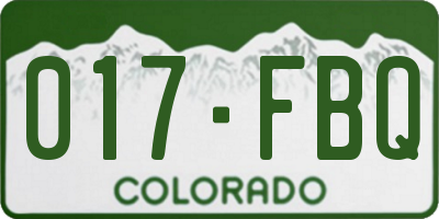 CO license plate 017FBQ