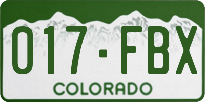 CO license plate 017FBX