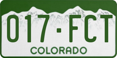 CO license plate 017FCT