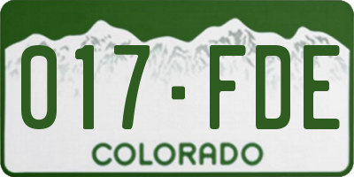 CO license plate 017FDE