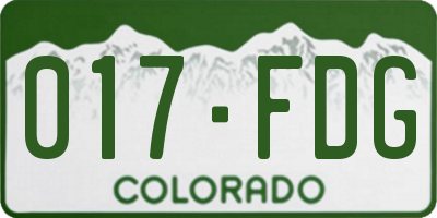 CO license plate 017FDG