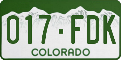 CO license plate 017FDK