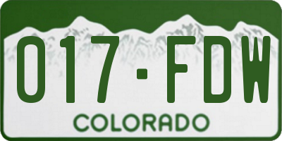 CO license plate 017FDW