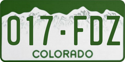 CO license plate 017FDZ