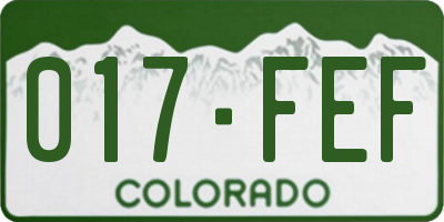 CO license plate 017FEF