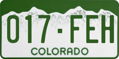 CO license plate 017FEH