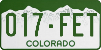 CO license plate 017FET