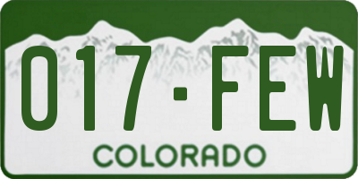 CO license plate 017FEW