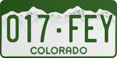 CO license plate 017FEY