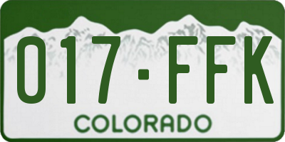 CO license plate 017FFK