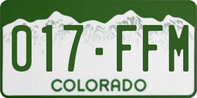 CO license plate 017FFM
