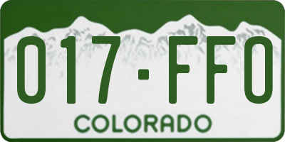 CO license plate 017FFO