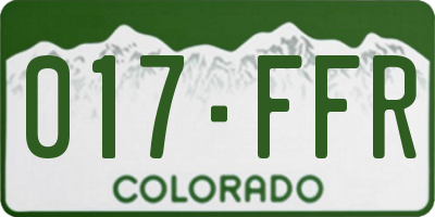CO license plate 017FFR