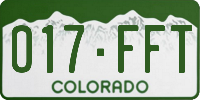 CO license plate 017FFT