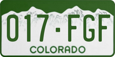 CO license plate 017FGF