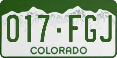 CO license plate 017FGJ