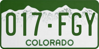 CO license plate 017FGY