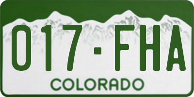 CO license plate 017FHA