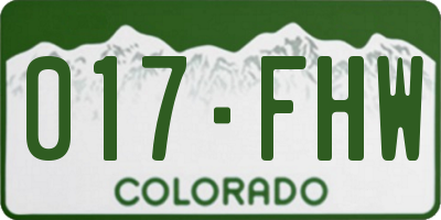 CO license plate 017FHW