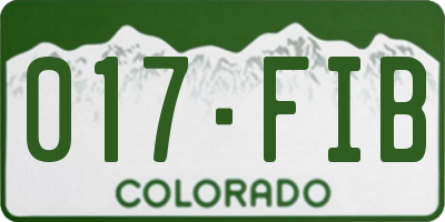 CO license plate 017FIB