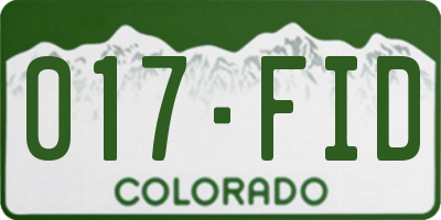 CO license plate 017FID