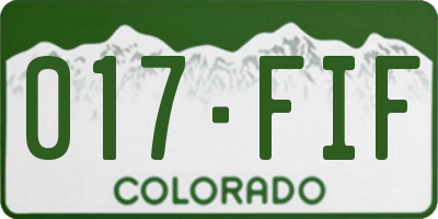 CO license plate 017FIF