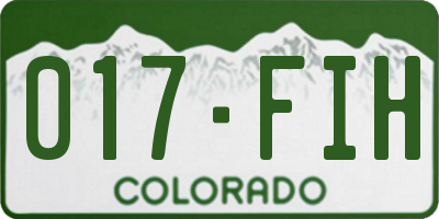 CO license plate 017FIH