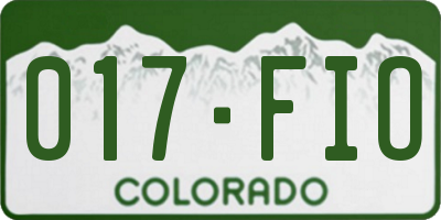CO license plate 017FIO