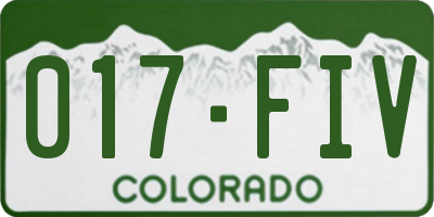 CO license plate 017FIV
