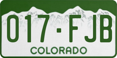 CO license plate 017FJB