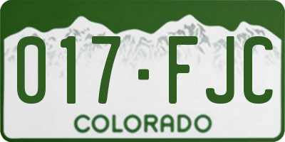 CO license plate 017FJC
