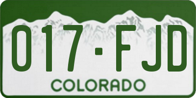 CO license plate 017FJD
