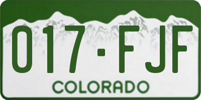 CO license plate 017FJF