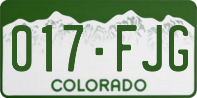 CO license plate 017FJG