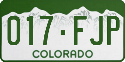 CO license plate 017FJP