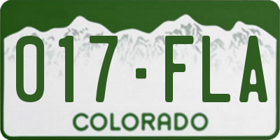 CO license plate 017FLA