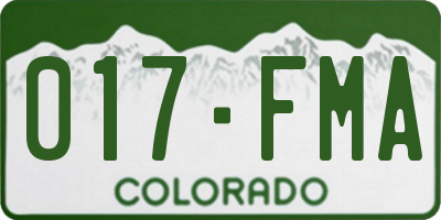 CO license plate 017FMA