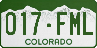 CO license plate 017FML