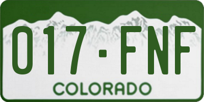 CO license plate 017FNF