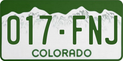 CO license plate 017FNJ