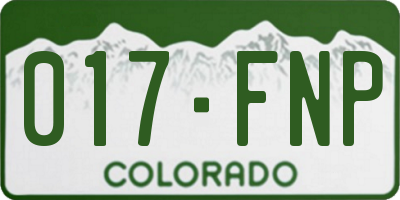 CO license plate 017FNP