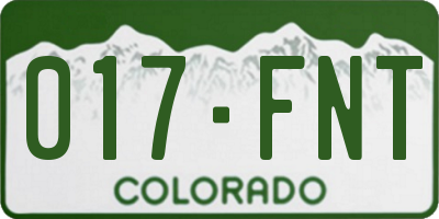 CO license plate 017FNT