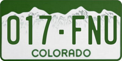 CO license plate 017FNU
