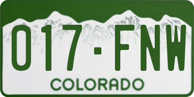 CO license plate 017FNW