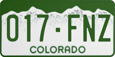 CO license plate 017FNZ