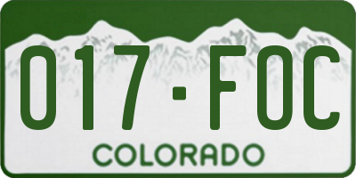 CO license plate 017FOC