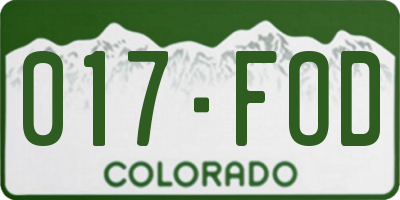 CO license plate 017FOD