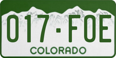 CO license plate 017FOE