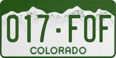 CO license plate 017FOF